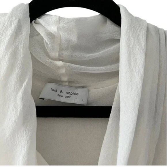 Lola & Sophie Silk Blend off white  Cowl Neck Pullover Sweater - Picture 3 of 6